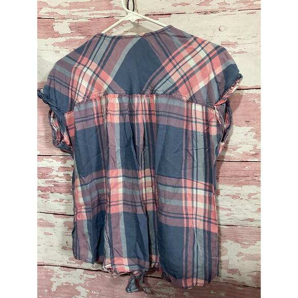 Como Blu Size Large Blouse Plaid - Picture 5 of 9
